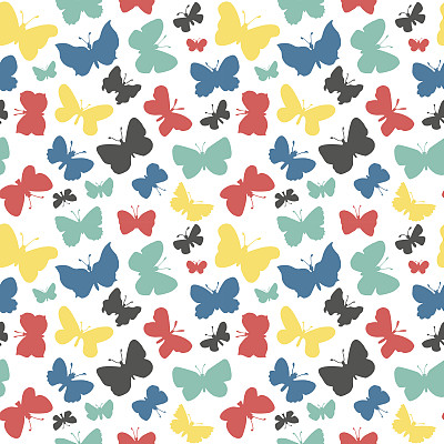 矢量无缝模式与蝴蝶。图片下载