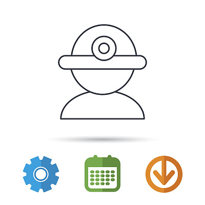 工人的图标。工程头盔的迹象。图片下载