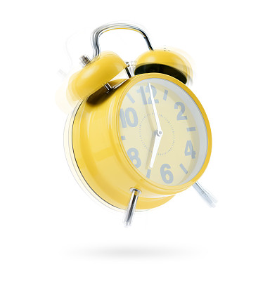 黄色闹钟在早上的白色背景下非常大声图片下载