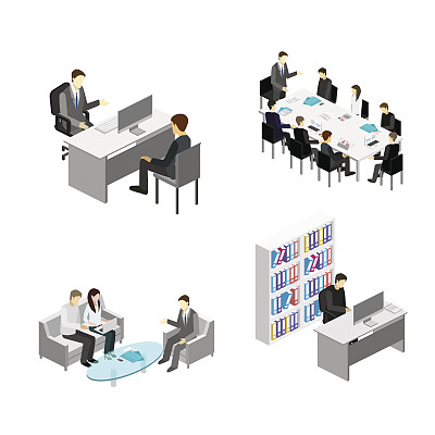 平面三维网络等距办公室会议室图片下载