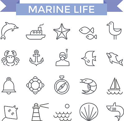 海洋的图标。素材图片