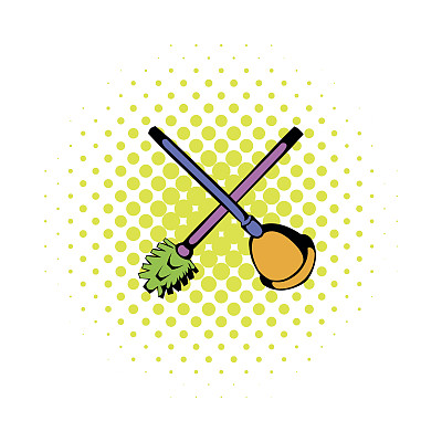 化妆吸盘和刷子图标卡通风格图片下载