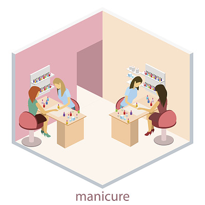 指甲沙龙的等距室内图片下载