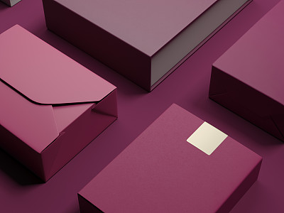 红色豪华套餐。三维渲染素材图片