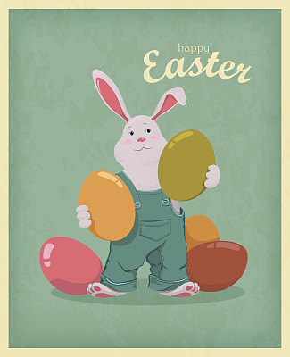 复活节兔子复古背景图片下载