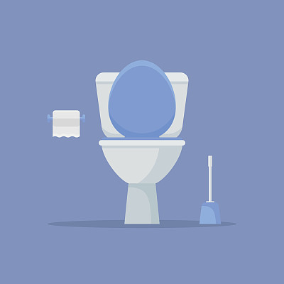 抽水马桶，纸和笔刷平面风格矢量插图。图片下载