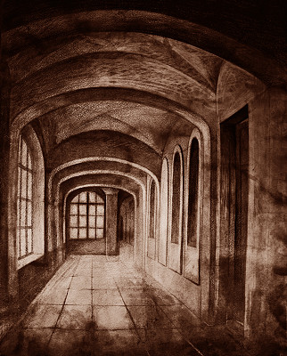 复古建筑，钉鞋，手绘水彩插图图片下载