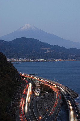 从日落时分的富士山经过图片下载