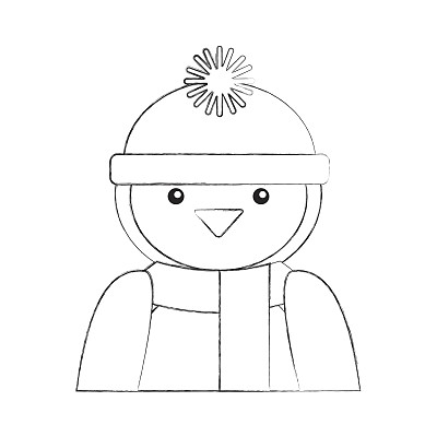 企鹅与冬季帽子的人物素材图片