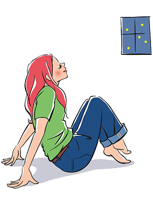 坐着的女孩图片下载