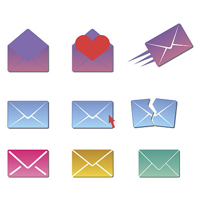 电子邮件信封封面图标通信和办公室通信空白封面地址设计纸空卡业务写作信息矢量插图图片下载