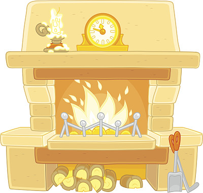 燃着柴火的壁炉图片下载