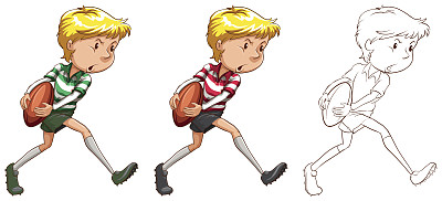 橄榄球运动员在三种不同的绘画风格图片下载