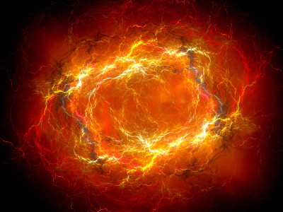 太空中炽热的等离子闪电图片下载