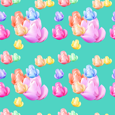 木兰。花型纹理无缝。花背景，照片拼贴图片下载