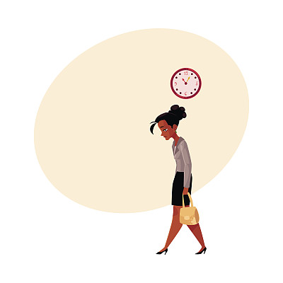 疲惫的黑人，非裔美国女商人，下班后回家图片下载