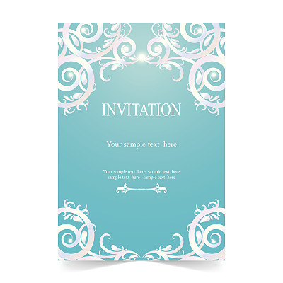 邀请卡，婚礼卡的背景是柔和的蓝色图片下载