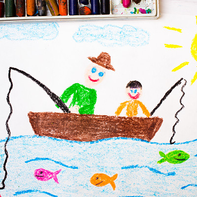 彩绘:钓鱼父子图片下载