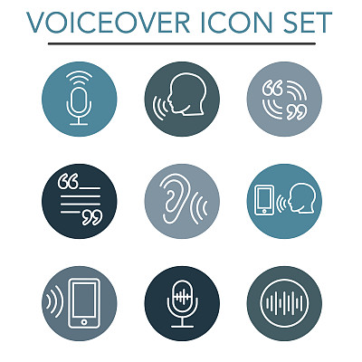 带有声波图像的画外音或语音命令图标图片下载