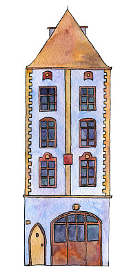 水彩绘画的房子图片下载