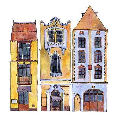 水彩绘画的房子图片下载