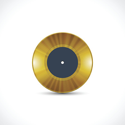 Vinyl disc 7英寸EP with golden grooves, shiny tracks图片下载