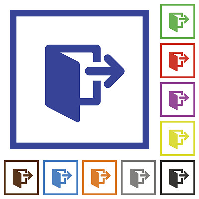 退出带边框的平面图标图片下载