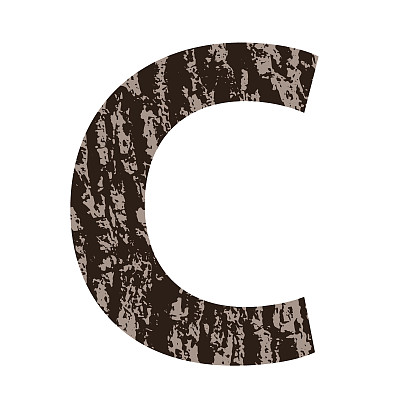 由橡树树皮制成的字母C图片下载