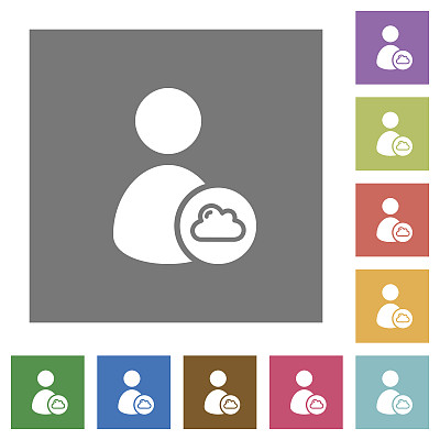 云用户帐户管理方形平面图标图片下载