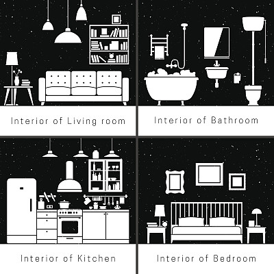 公寓房间的室内轮廓图片下载