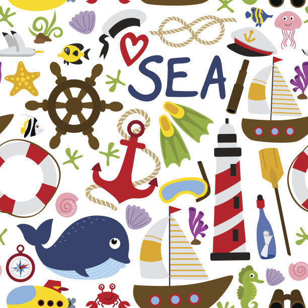 无缝模式与航海元素图片下载