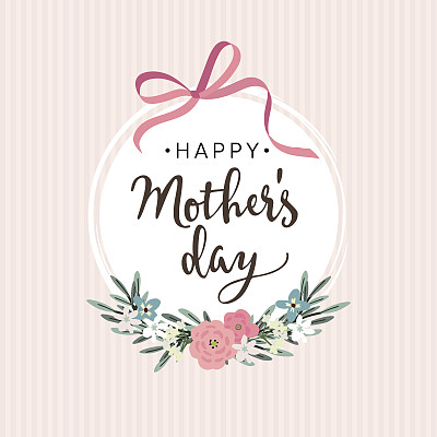母亲节贺卡，带丝带的请帖，鲜花素材图片