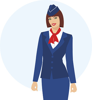 穿着蓝色制服的空姐图片下载