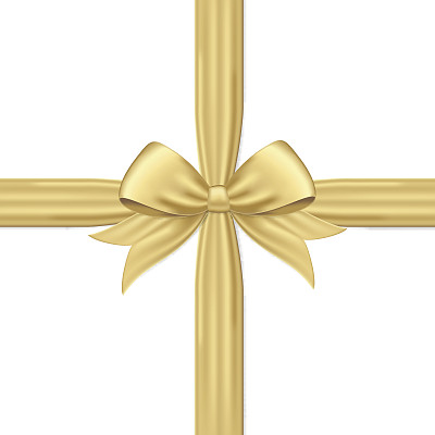 金色的礼物蝴蝶结和丝带。图片下载