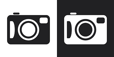 矢量照片相机图标。黑白背景上的双色调版本图片下载