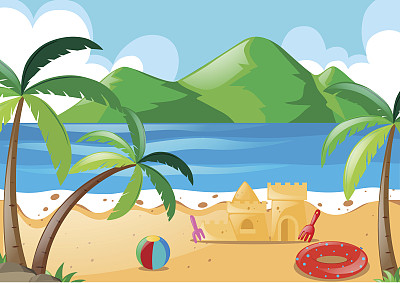 海滩上玩具的场景图片下载
