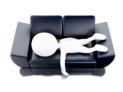 3d白人在沙发上放松。图片下载