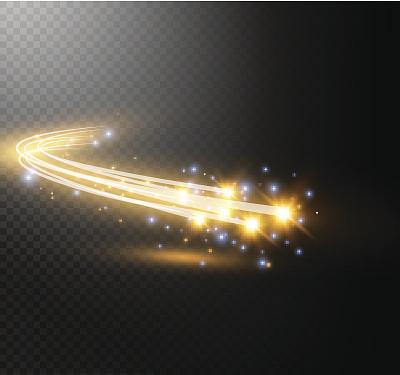 抽象矢量发光魔术星光效果由霓虹模糊产生的曲线图片下载