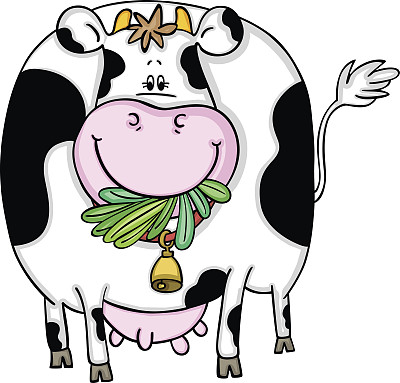 可爱的牛吃草图片下载