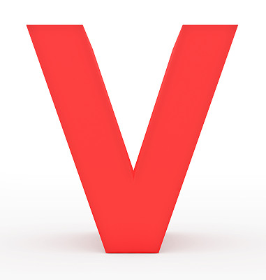 字母V 3d红色孤立在白色上图片下载