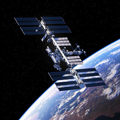绕地球运行的国际空间站图片下载