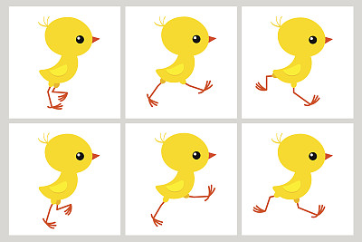 运行鸡动画精灵表孤立在白色背景图片下载