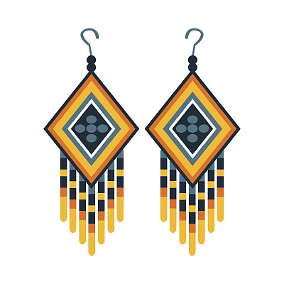 女人耳环与珠子，印第安土著文化的象征，民族物体从北美孤立的图标图片下载