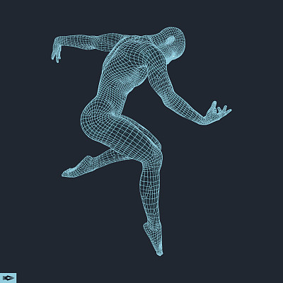 男人跳舞剪影，矢量插画图片下载