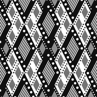 矢量装饰装饰几何背景与不对称菱形在黑色和白色的颜色。无缝几何装饰图案系列。图片下载