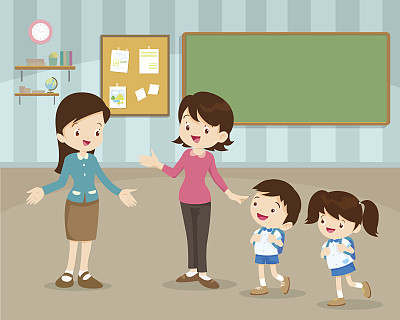 母亲送孩子上学素材图片