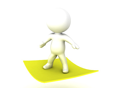 3D人物飞行黄色贴它的便利贴图片下载
