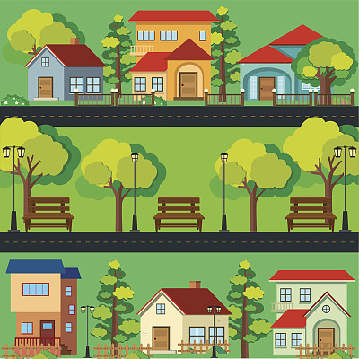沿路房屋的场景图片下载