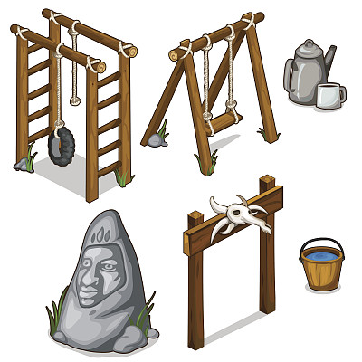 一套健康生活方式的街道建筑图片下载