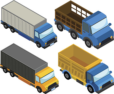 3D设计不同类型的卡车图片下载